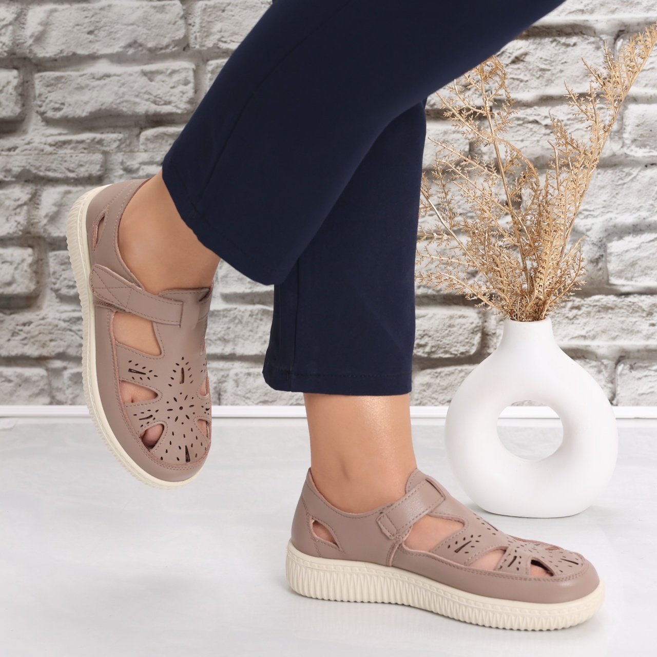 Pantofi dama casual Kaki din Piele Ecologica Benia - 4 | YEO