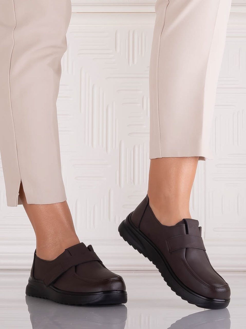 Pantofi dama Casual Maro din Piele Ecologica Nedira - imagine 5