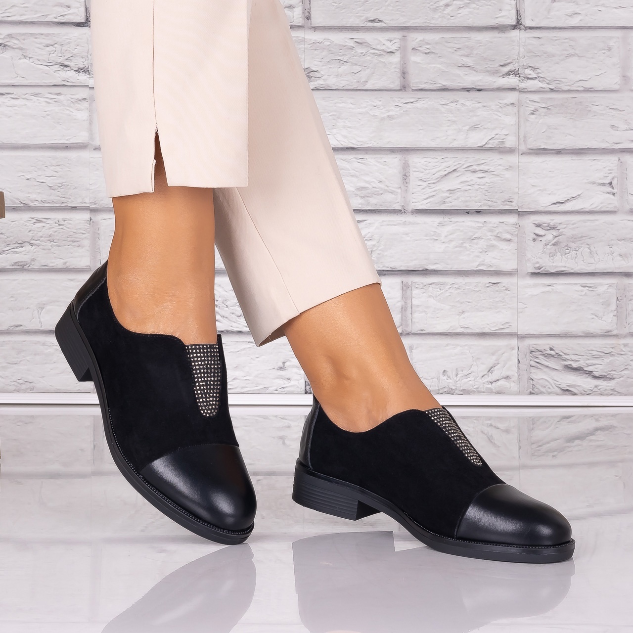 Pantofi dama casual Negri piele ecologica Daviria - 1 | YEO