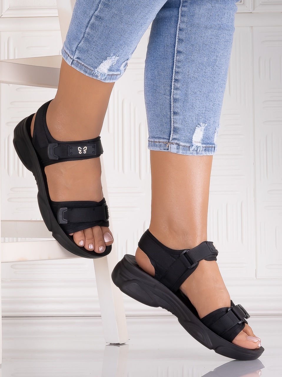 Sandale dama Negre din Piele Ecologica Alices - imagine 3