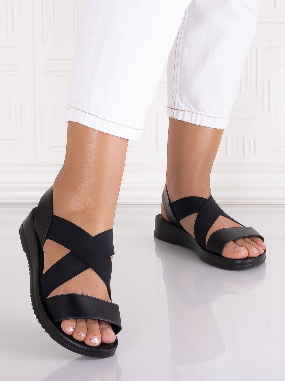 Sandale dama Negre din Piele Ecologica Sontaxo - imagine 4