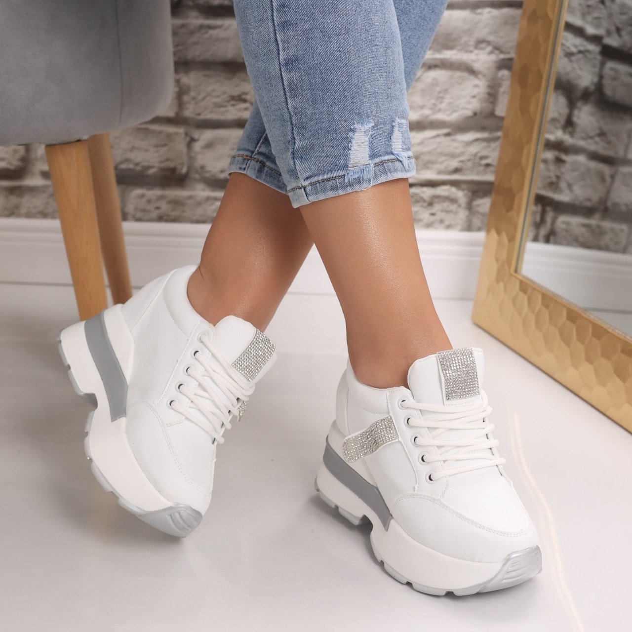 Sneakers dama cu platforma Albi din Piele Ecologica Atola - 1 | YEO