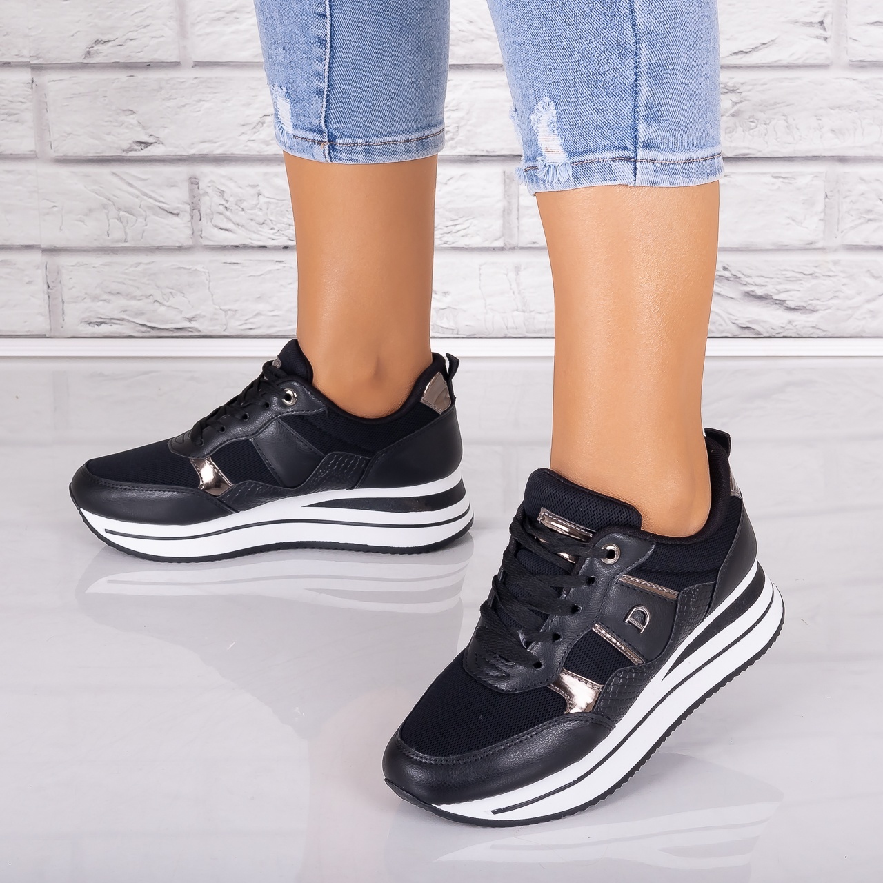Adidasi dama Negri din Piele Eco/ Textil Anina - 3 | YEO