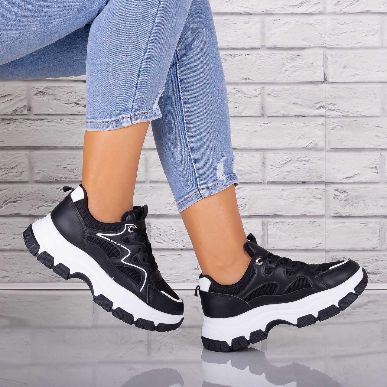 Adidasi dama Negri din Piele Eco/ Textil Arleta - 2 | YEO