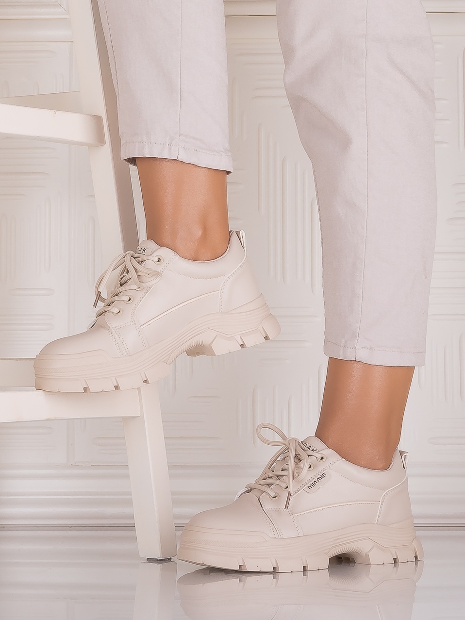 Pantofi casual Bej dama din Piele Ecologica Astoia - imagine 4