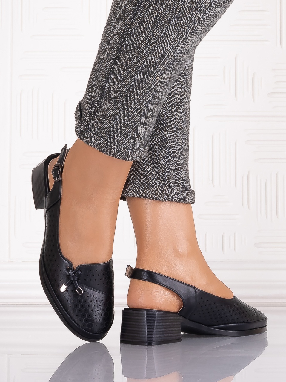 Pantofi casual Negri dama din Piele Ecologica Irinelea - imagine 3