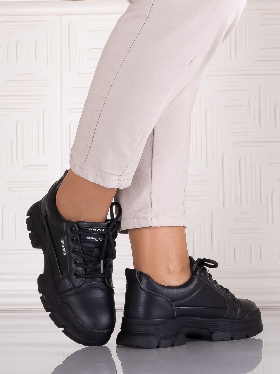 Pantofi casual Negrii dama din Piele Ecologica Astoia - imagine 5