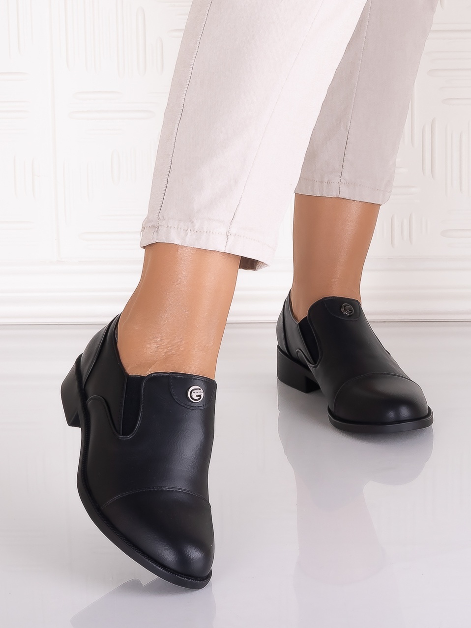 Pantofi casual Negrii dama din Piele Ecologica Olsada - imagine 5