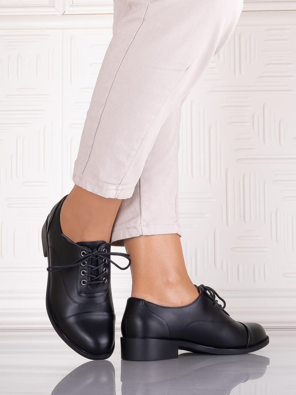 Pantofi casual Negrii dama din Piele Ecologica Ortansa - imagine 2