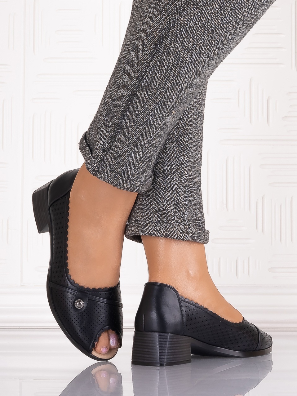 Pantofi casual Negrii dama din Piele Ecologica Samar - imagine 3