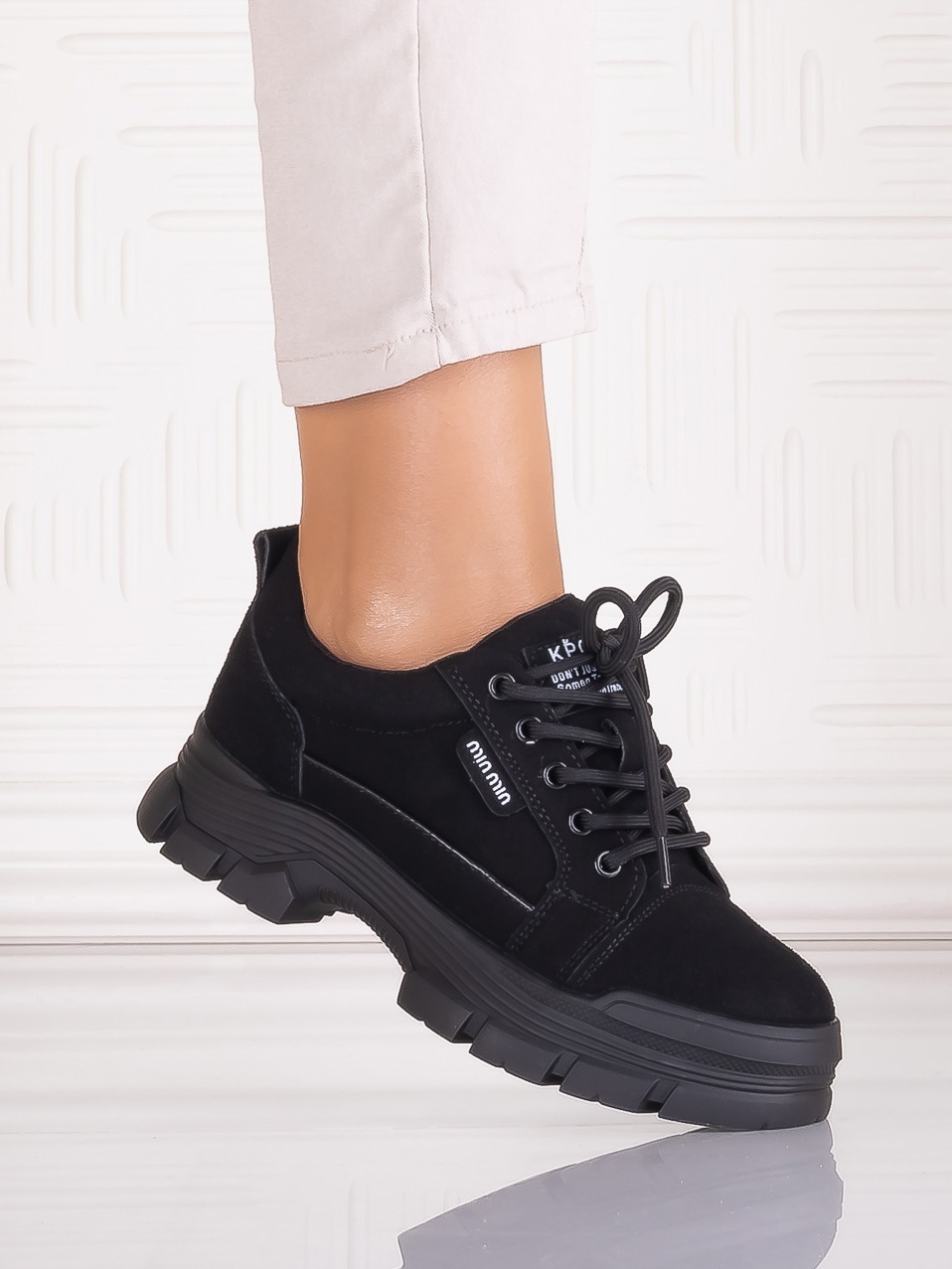 Pantofi casual Negrii Velvet dama din Piele Ecologica Astoia - imagine 3