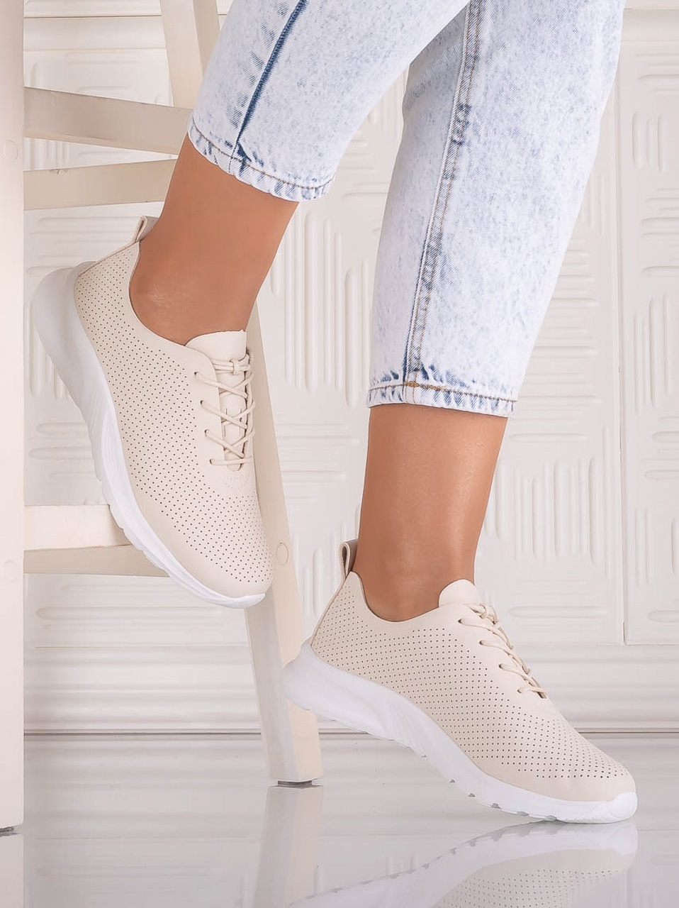 Pantofi dama Casual Bej din Piele Ecologica Rafira - YIYI - imagine 2