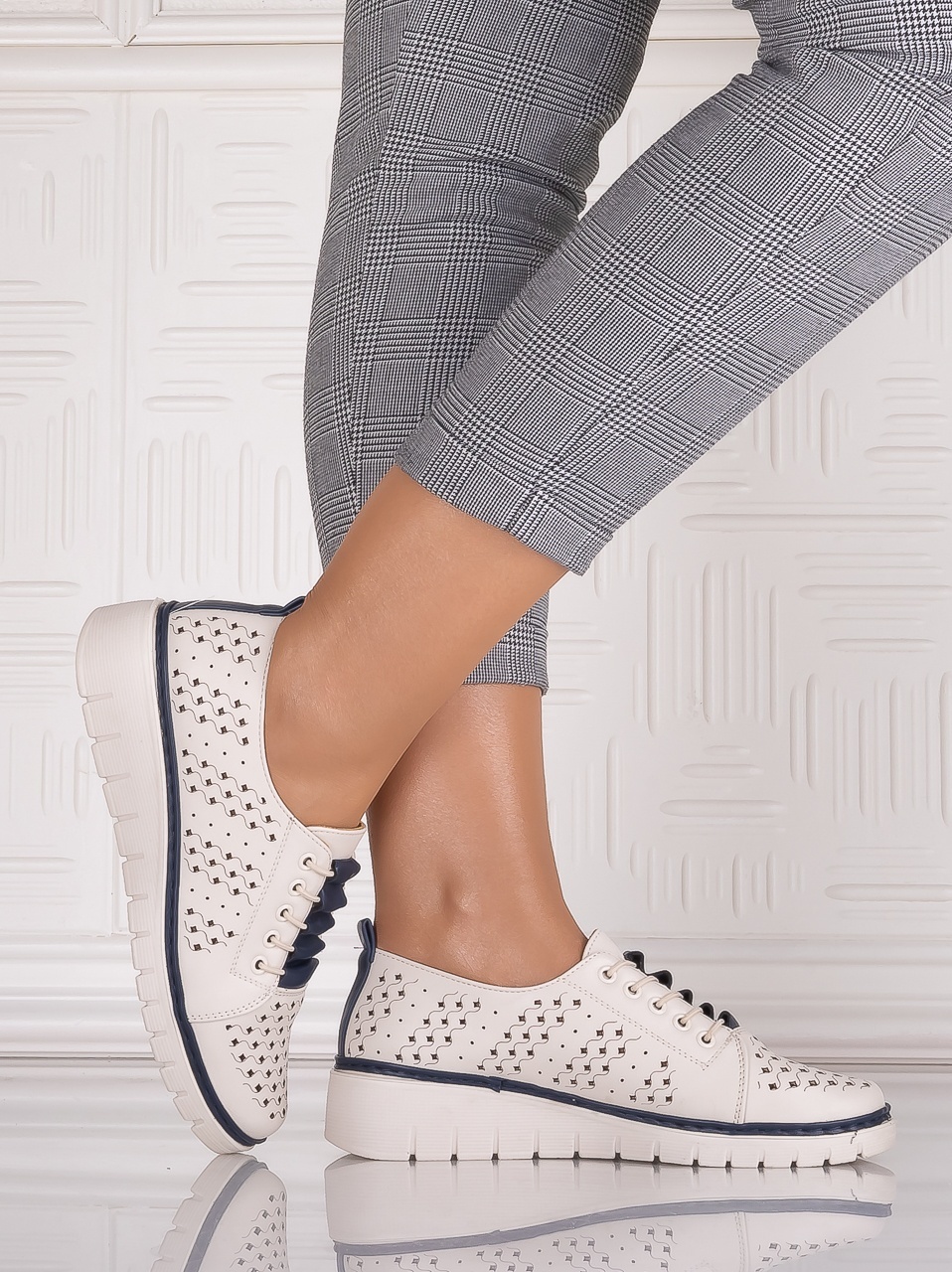 Pantofi dama casual Bej din Piele Ecologica Tusami - imagine 4