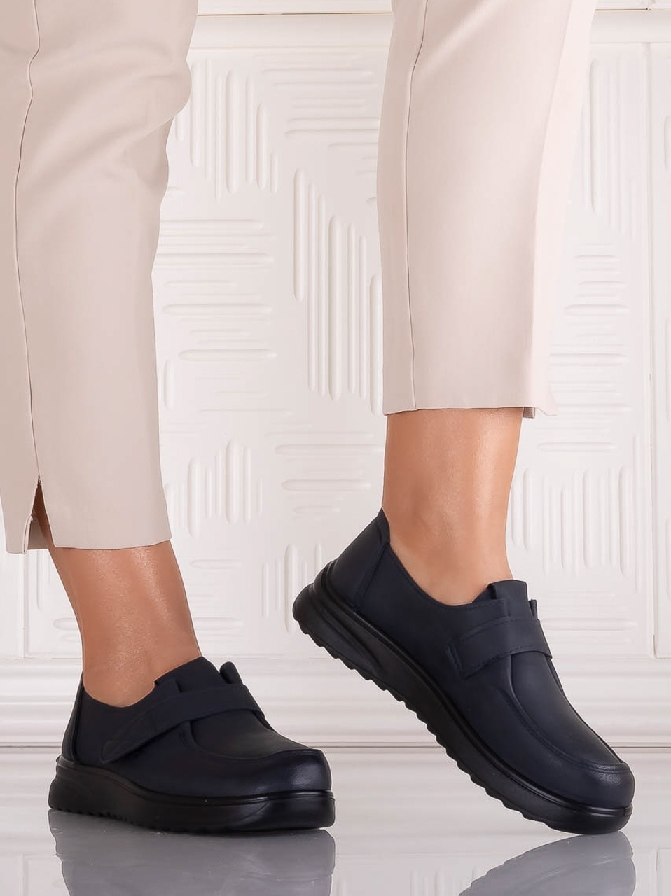 Pantofi dama Casual Bleumarin din Piele Ecologica Nedira - imagine 5