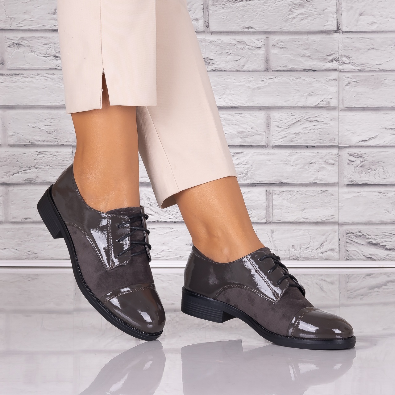 Pantofi dama casual Gri piele ecologica Capricia - 1 | YEO