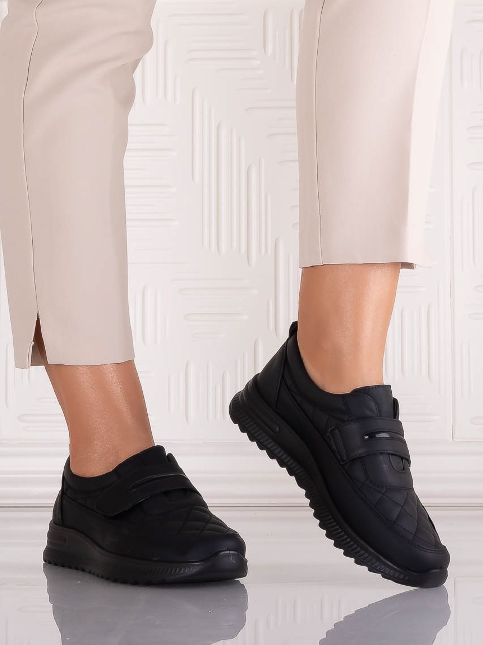 Pantofi dama Casual Negri din Piele Ecologica Osica - imagine 2