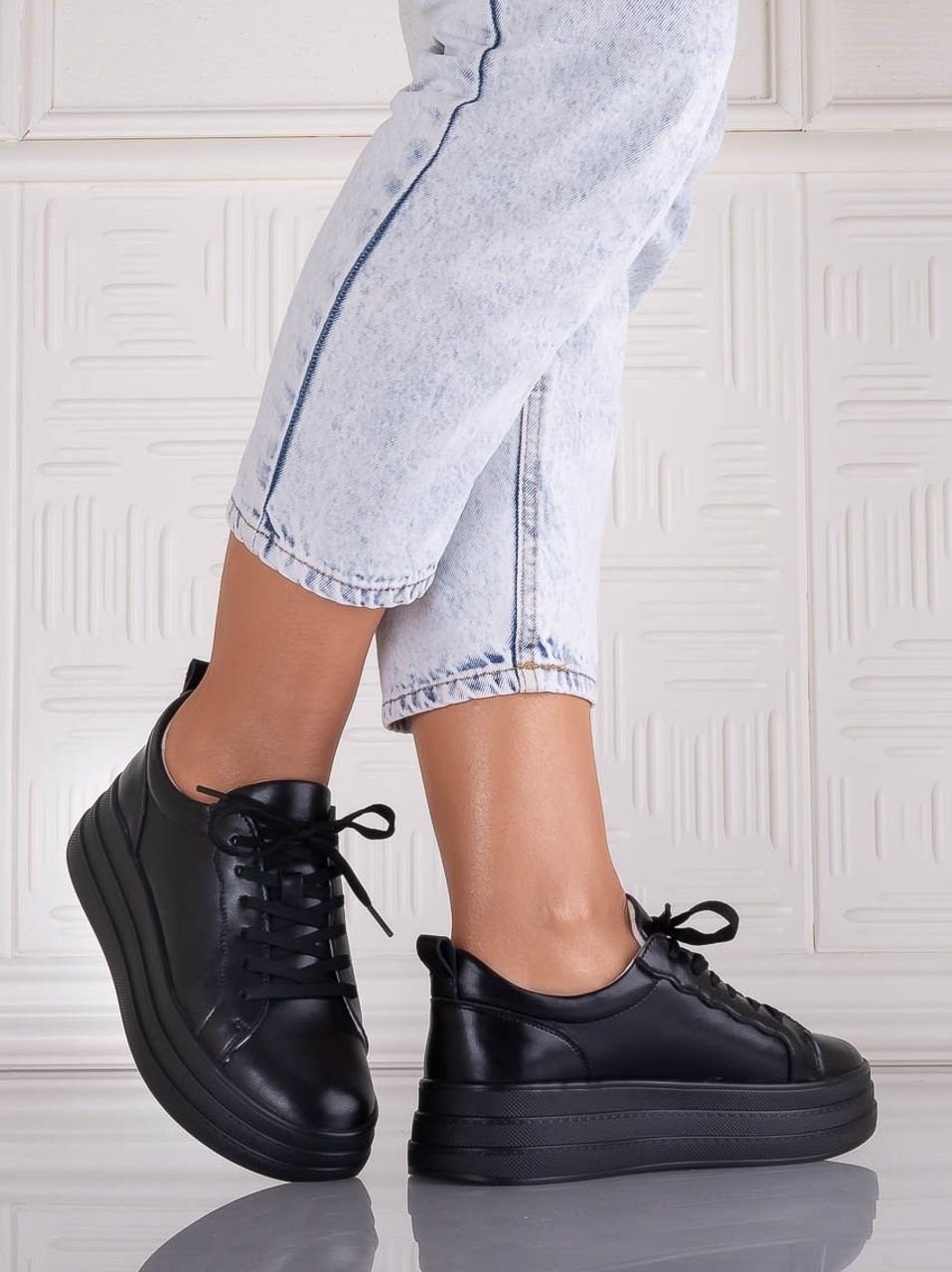 Pantofi dama casual Negri din Piele Naturala Sadrina - imagine 3