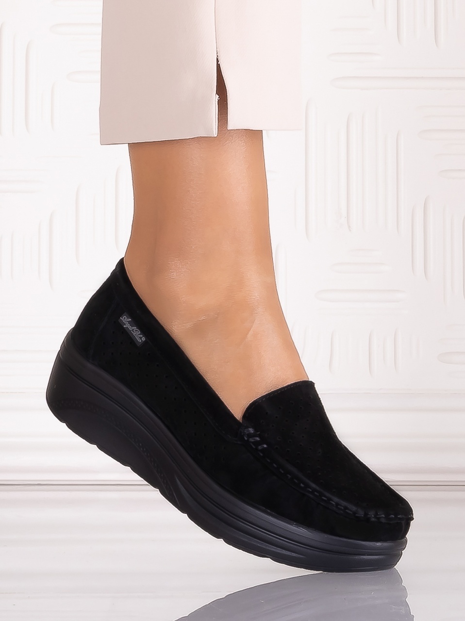 Pantofi dama casual Negrii din Piele Naturala Anastassia - imagine 2