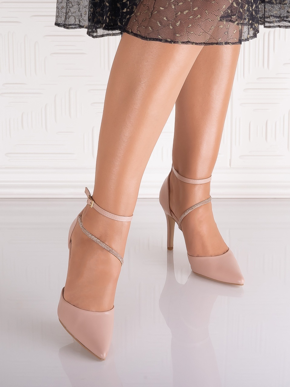 Pantofi dama Nude din Piele Ecologica Tosana - imagine 5