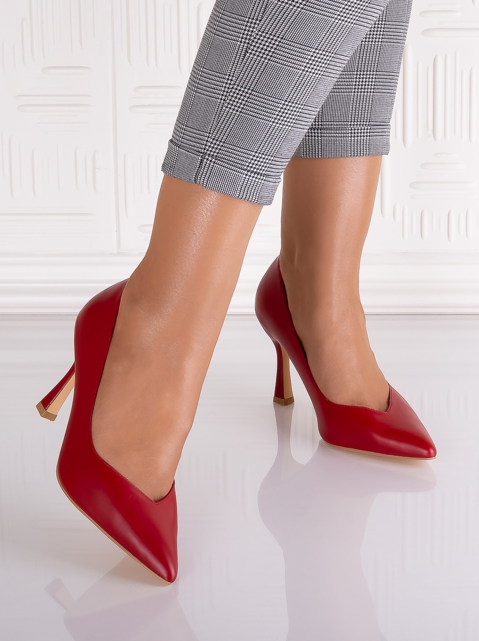 Pantofi dama Rosii din Piele Ecologica Melizia - imagine 2