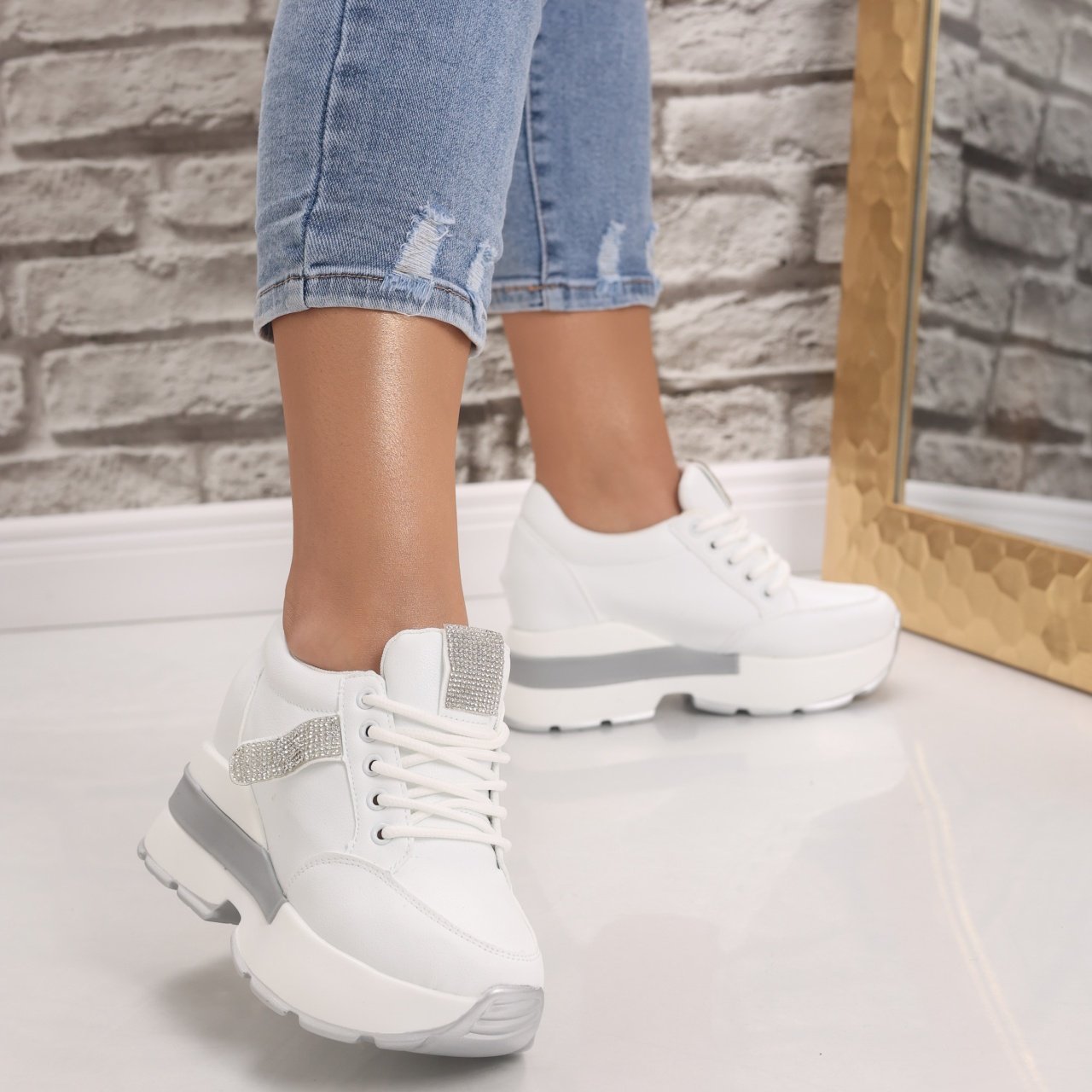 Sneakers dama cu platforma Albi din Piele Ecologica Atola - 2 | YEO