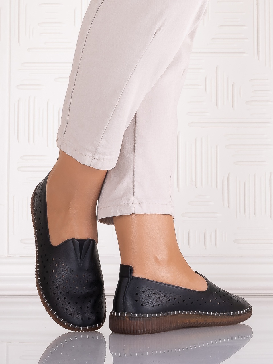 Pantofi casual Negrii dama din Piele Ecologica Belvina - imagine 5