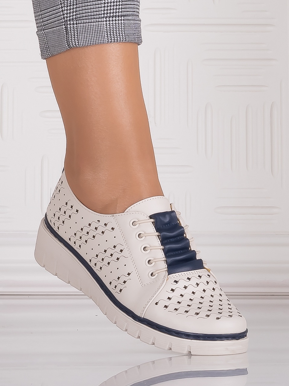 Pantofi dama casual Bej din Piele Ecologica Tusami - imagine 2