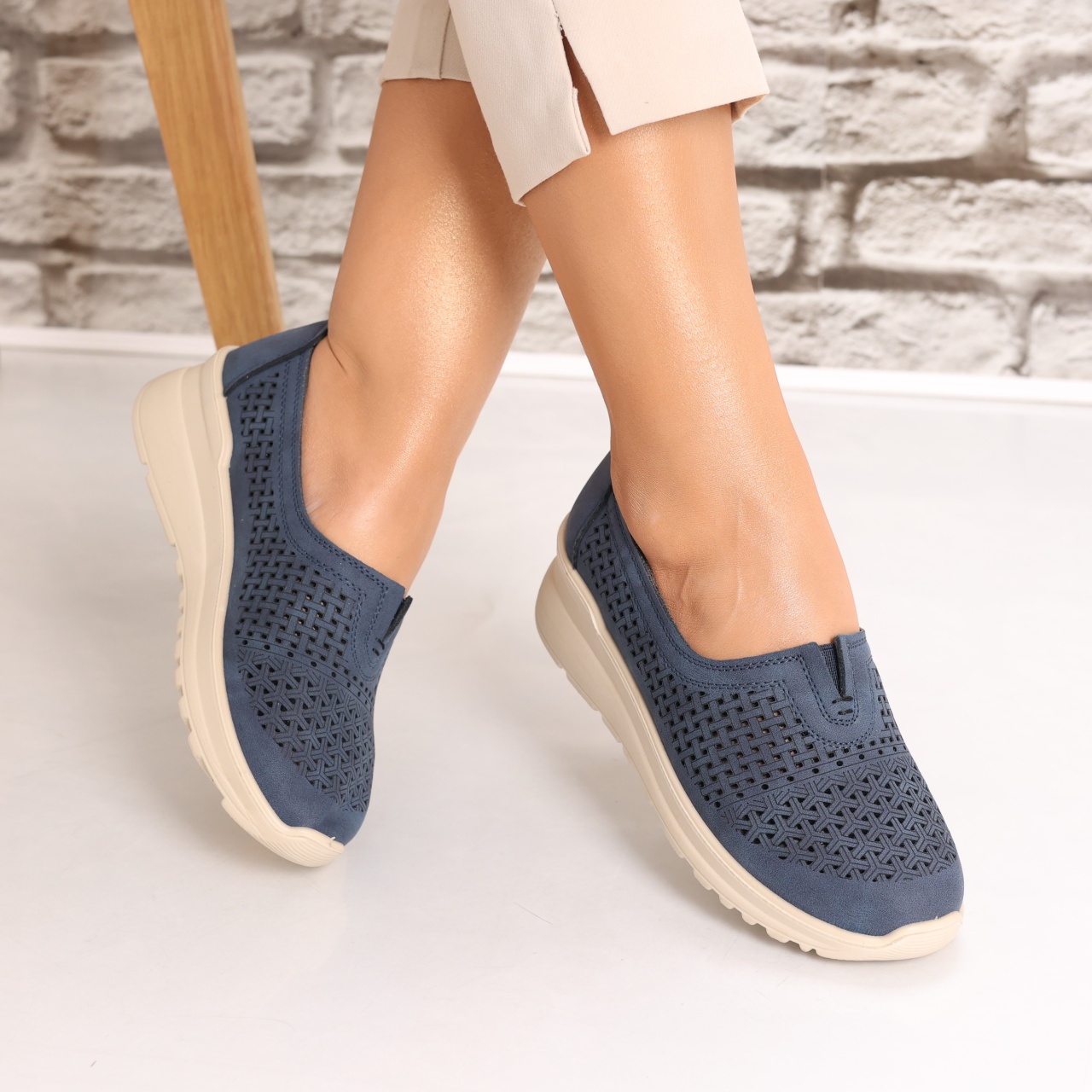 Pantofi dama casual Bleumarin din Piele Ecologica Sonita - 1 | YEO