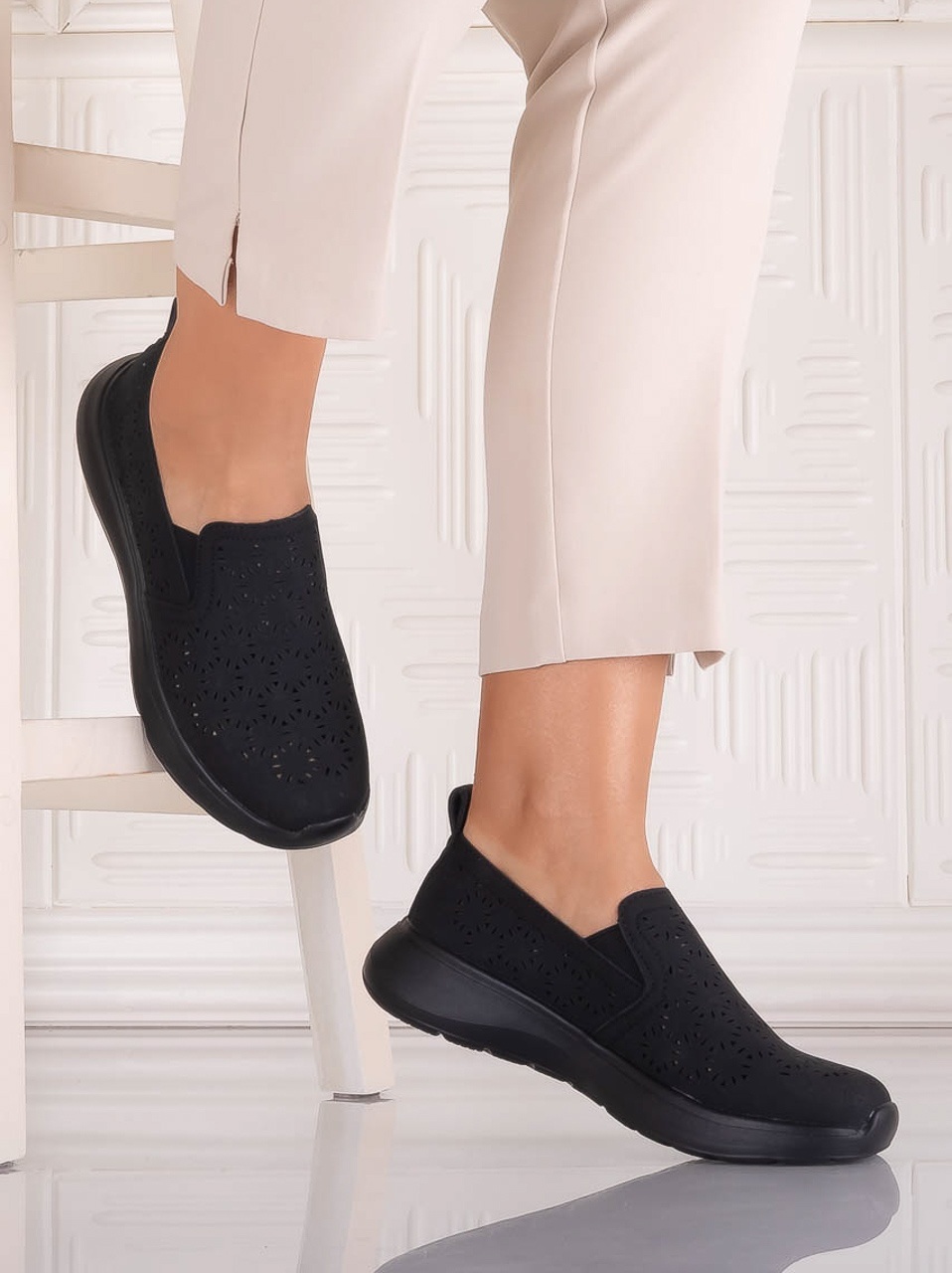 Pantofi dama Casual Negri din Piele Ecologica Irinea - YIYI - imagine 2