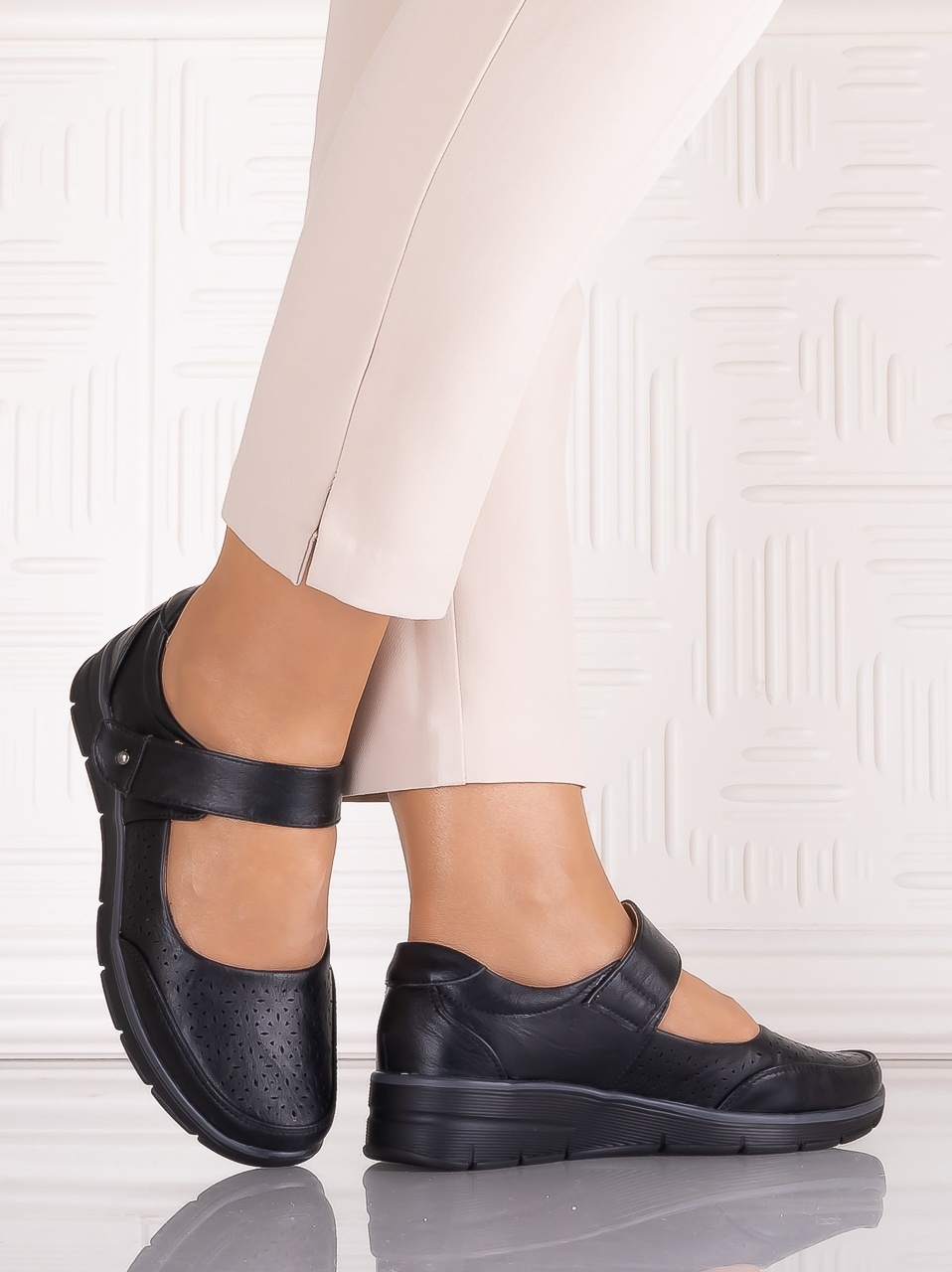 Pantofi dama casual Negrii din Piele Ecologică Anabelle