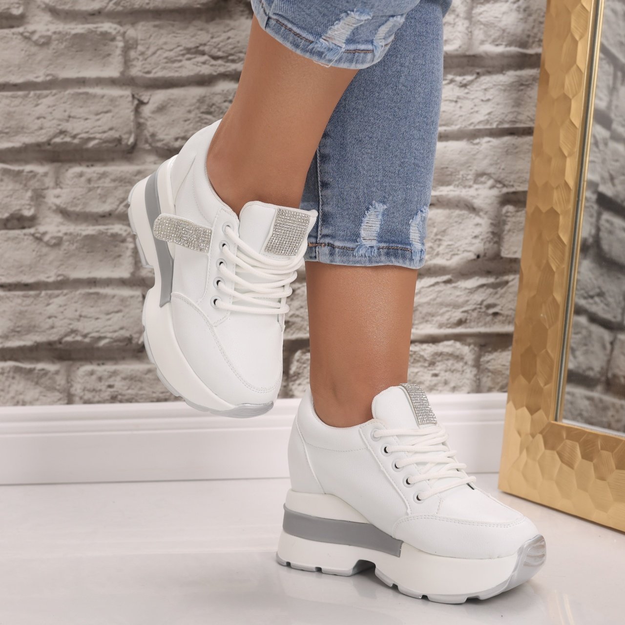 Sneakers dama cu platforma Albi din Piele Ecologica Atola - 3 | YEO