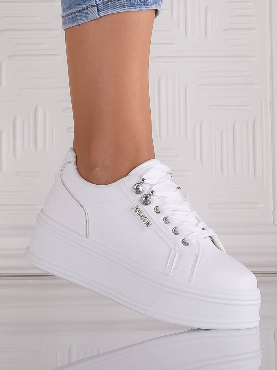 Sneakers dama cu platforma Albi din Piele Ecologica Dalenea - YIYI - imagine 4