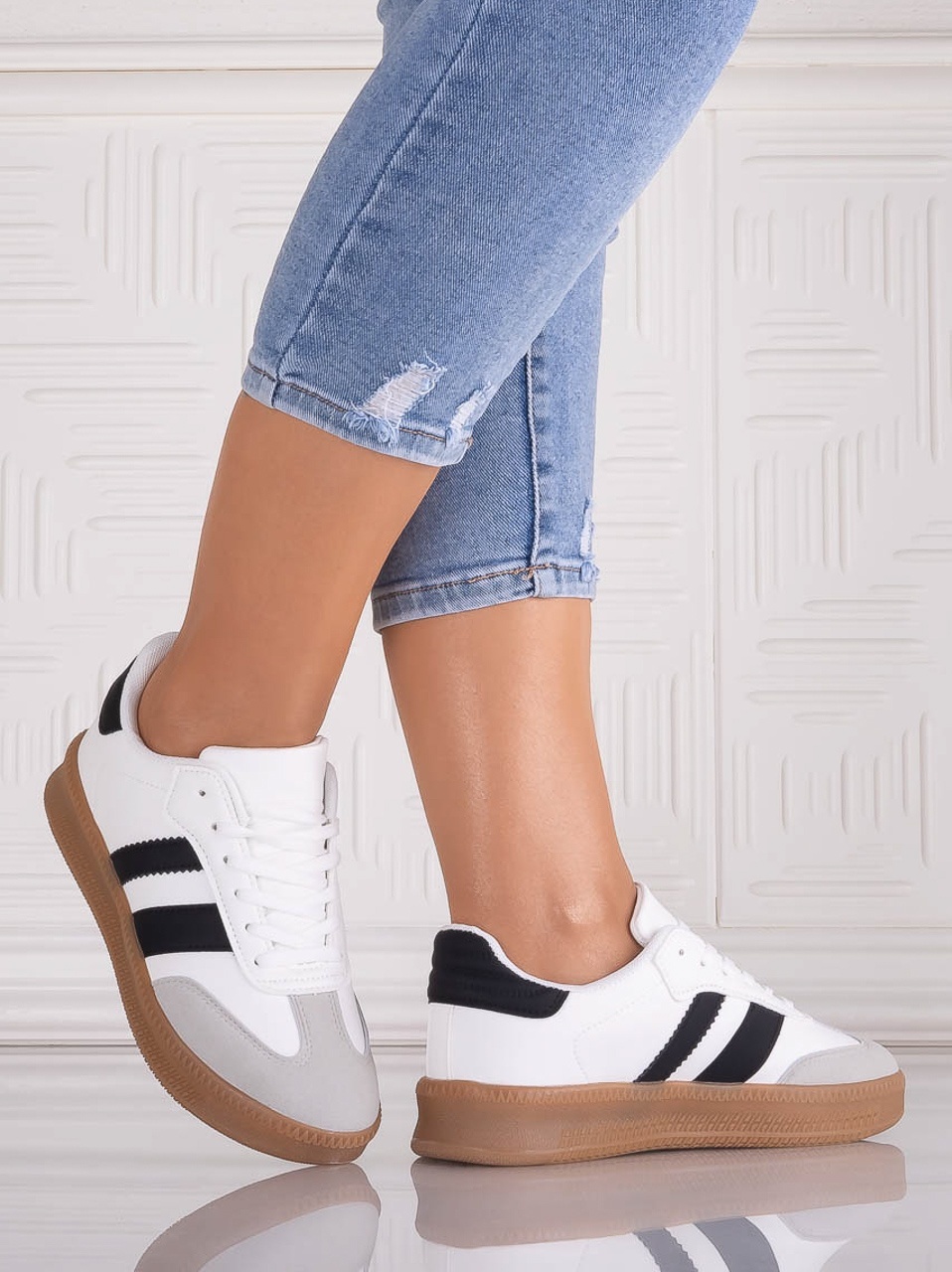 Adidasi dama Albi din Piele Ecologica Sanema - imagine 5