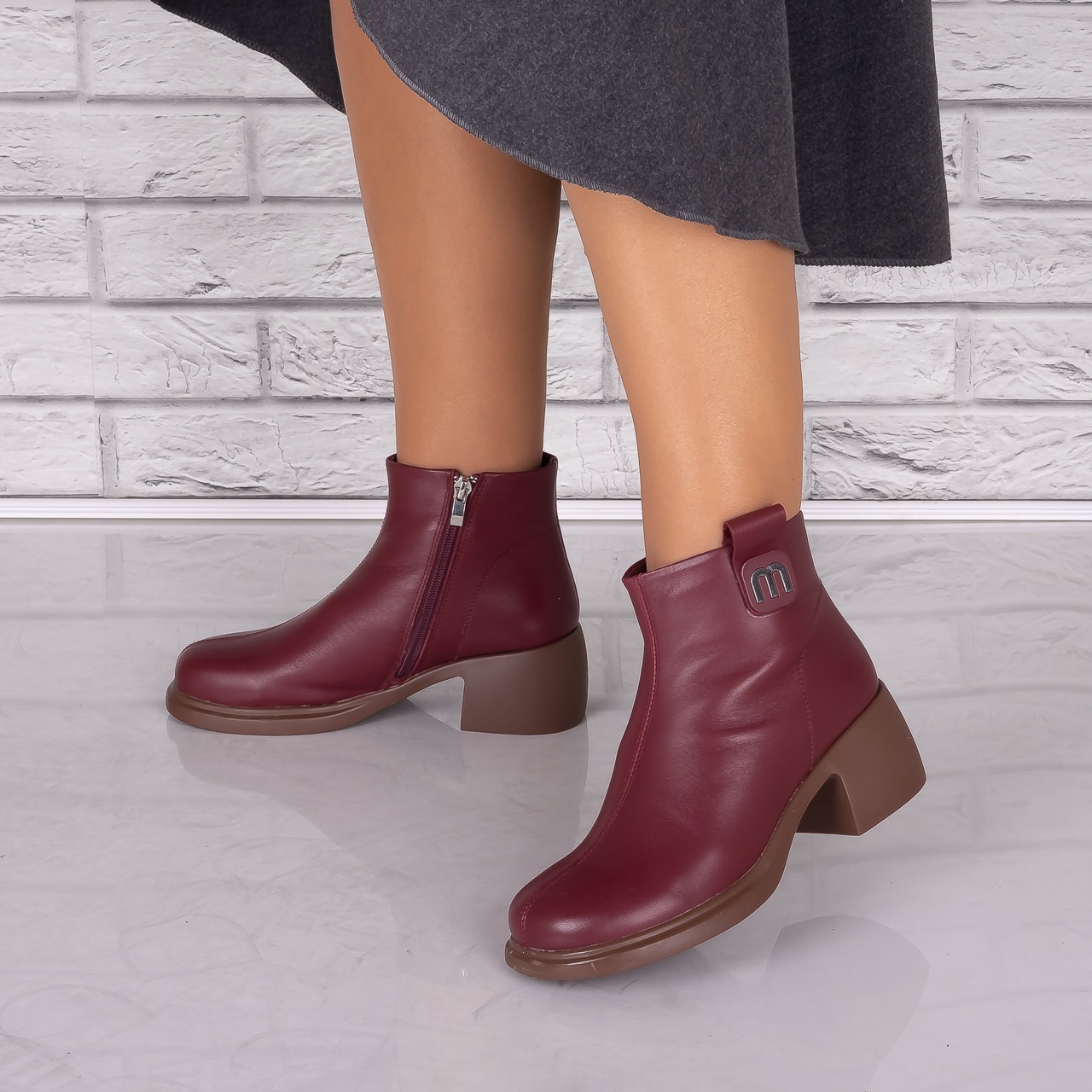 Ghete dama Bordo din Piele Naturala Eusebia - 3 | YEO