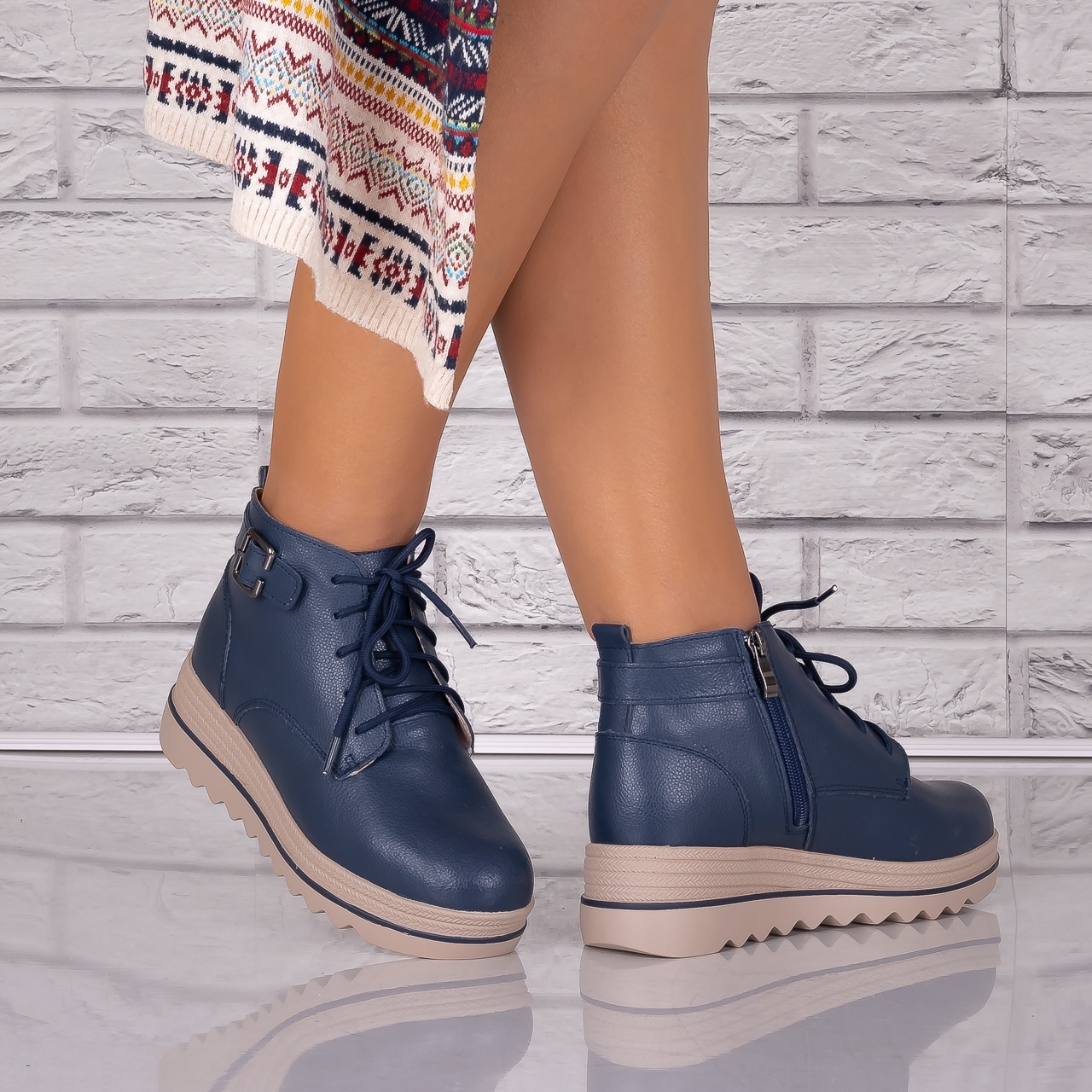 Ghete dama mblanite Bluemarin din Piele Naturala Galesia - 3 | YEO