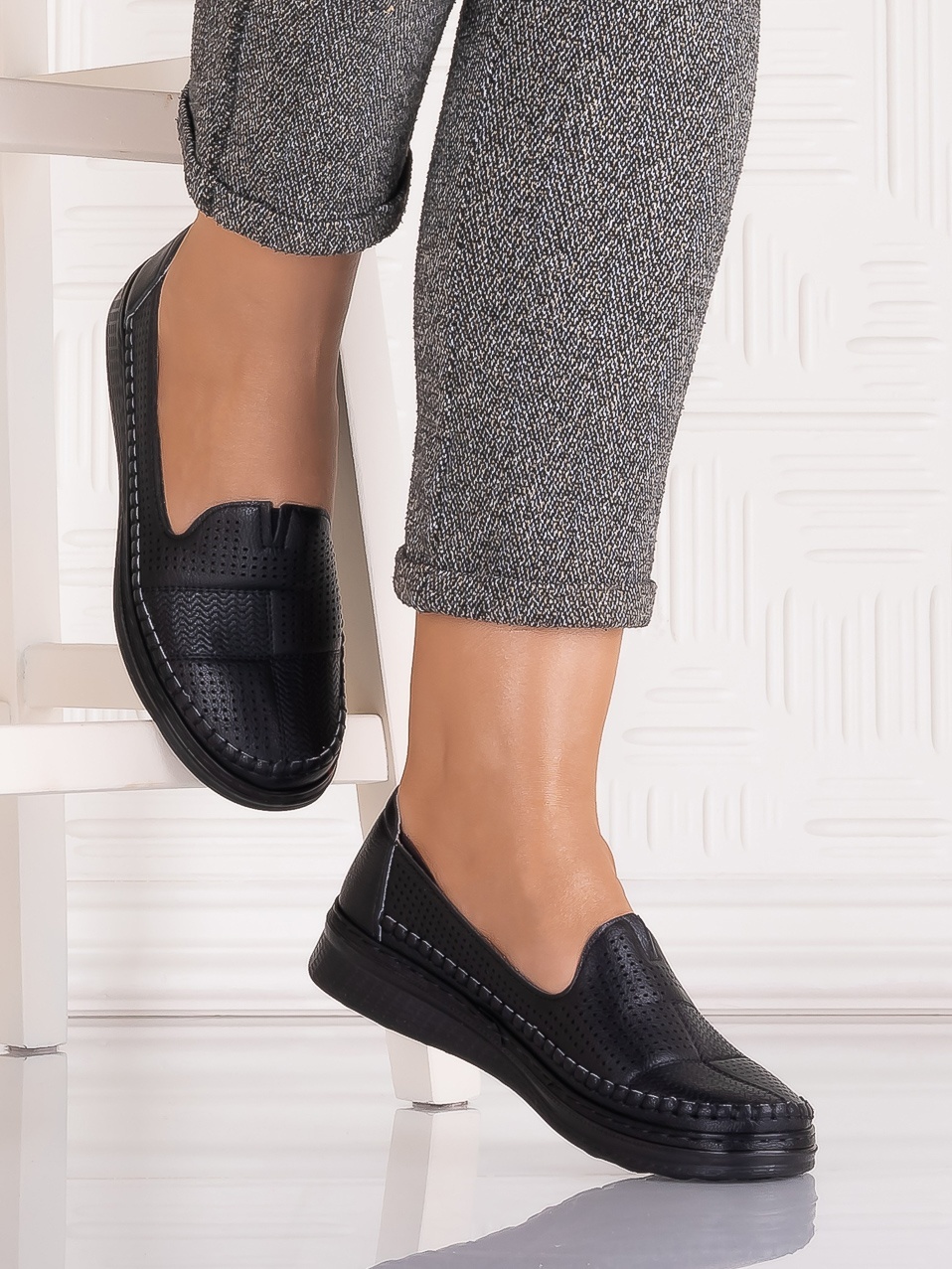 Pantofi casual Negrii dama din Piele Ecologica Arsene - imagine 2