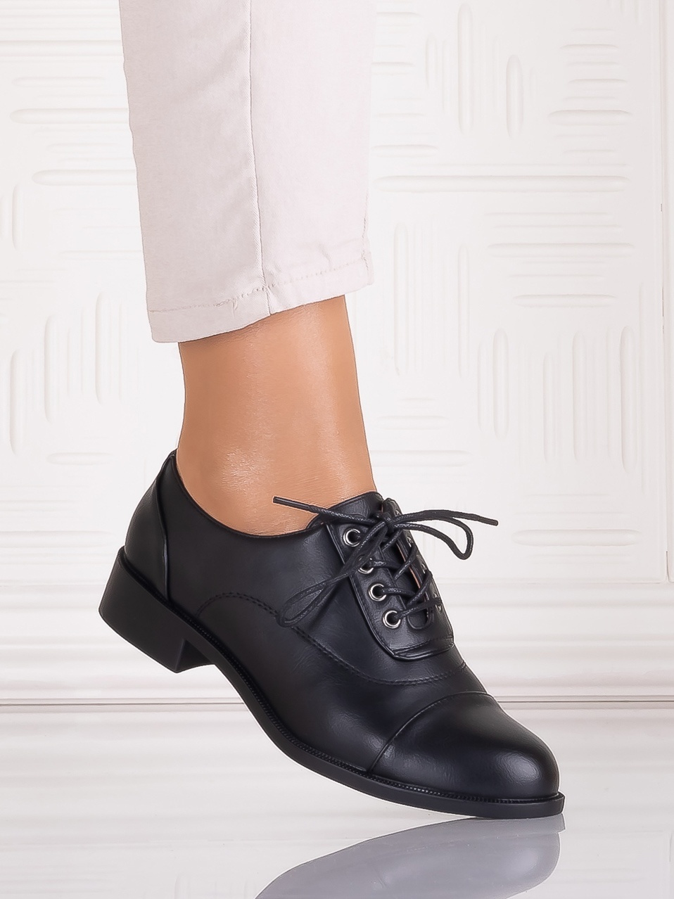 Pantofi casual Negrii dama din Piele Ecologica Ortansa - imagine 5