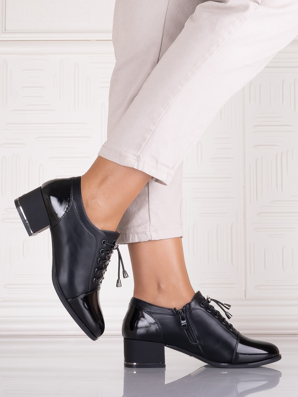 Pantofi casual Negrii dama din Piele Ecologica Sorinna - imagine 6