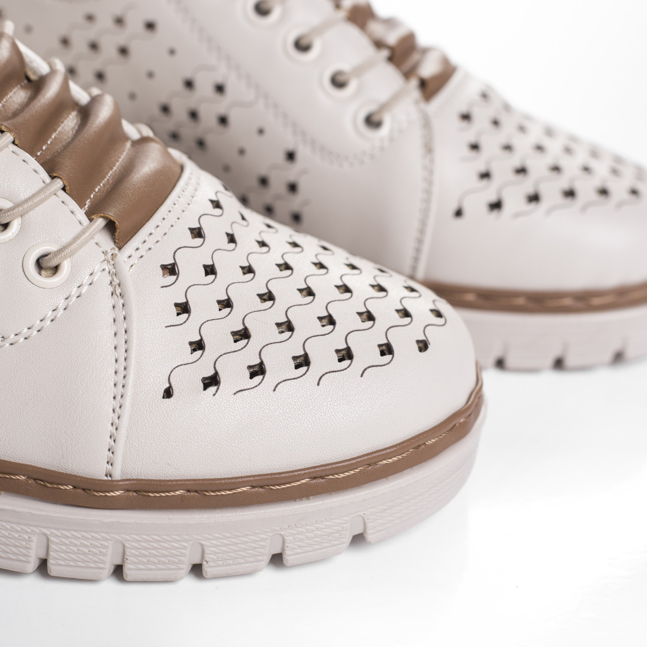 Pantofi dama casual Bej din Piele Ecologica Tusami - imagine 4