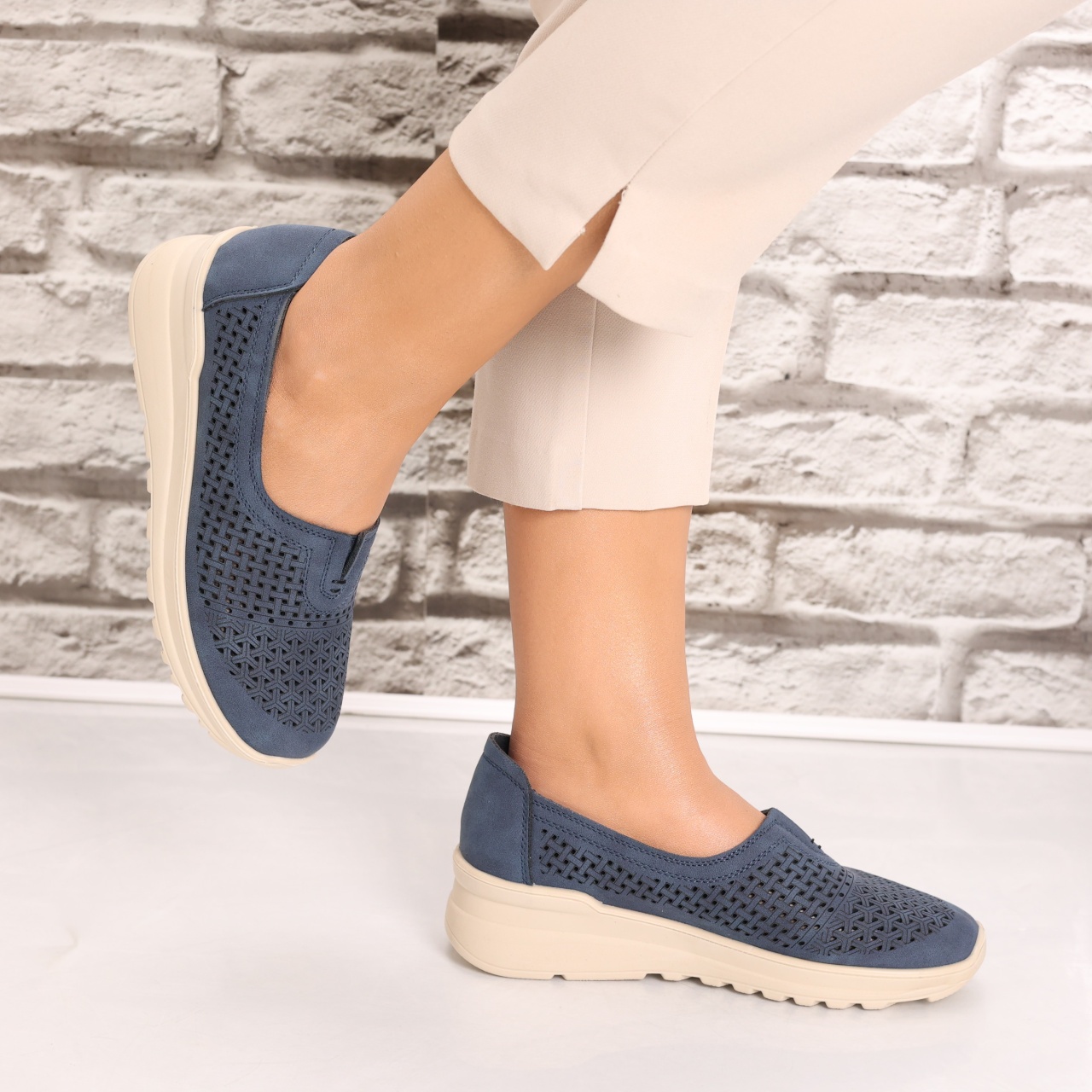 Pantofi dama casual Bleumarin din Piele Ecologica Sonita - 2 | YEO