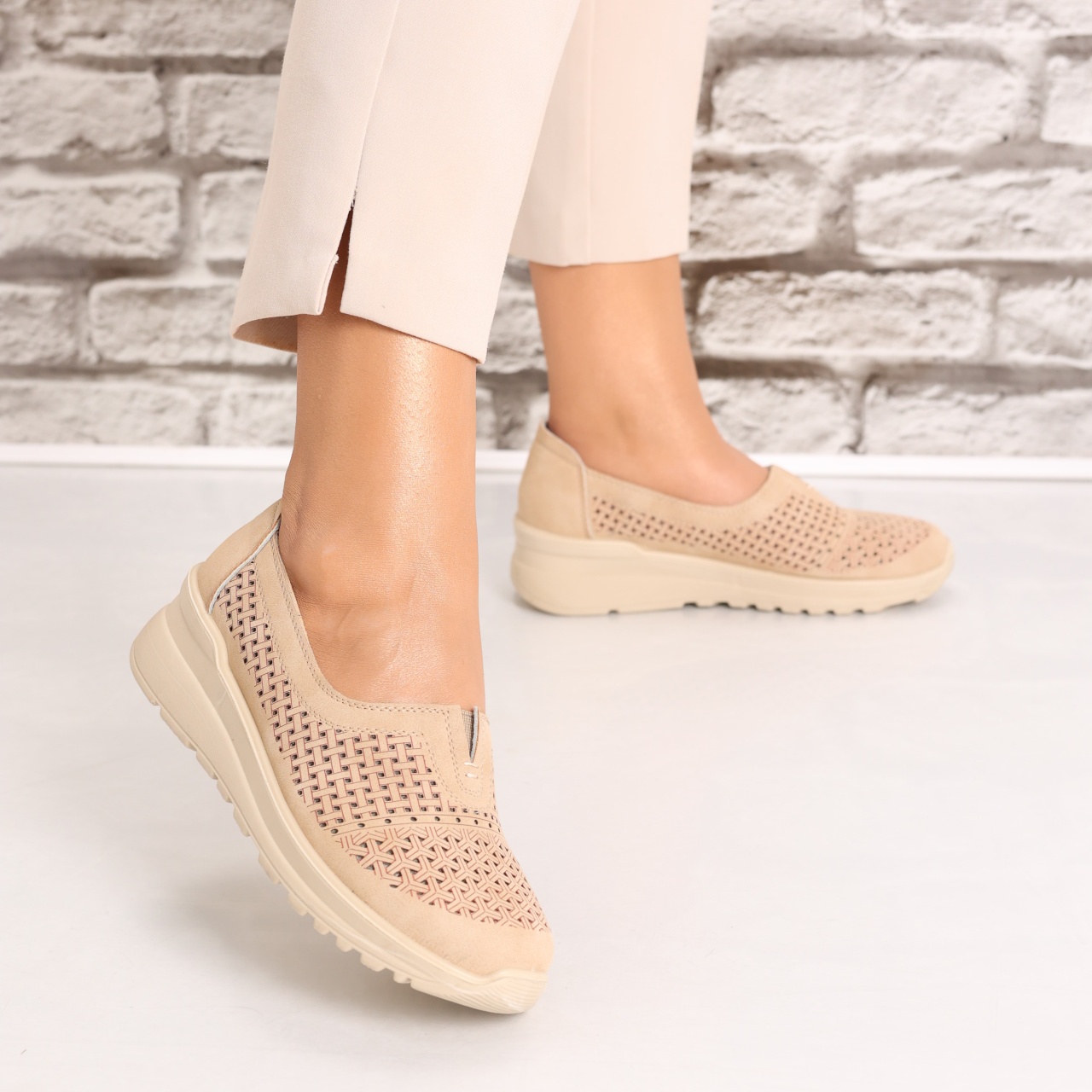 Pantofi dama casual Kaki din Piele Ecologica Sonita - 2 | YEO