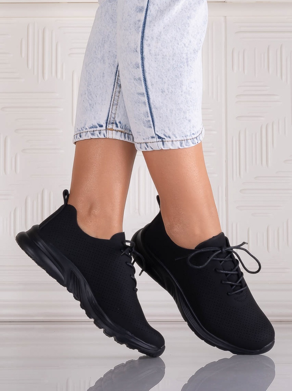 Pantofi dama Casual Negri din Piele Ecologica Rafira - YIYI - imagine 4