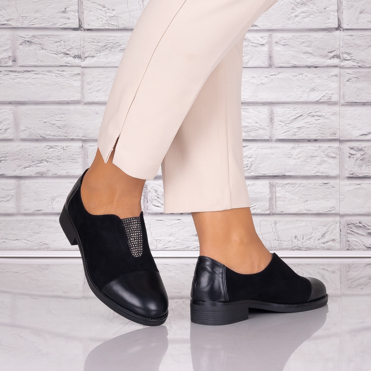 Pantofi dama casual Negri piele ecologica Daviria - 2 | YEO