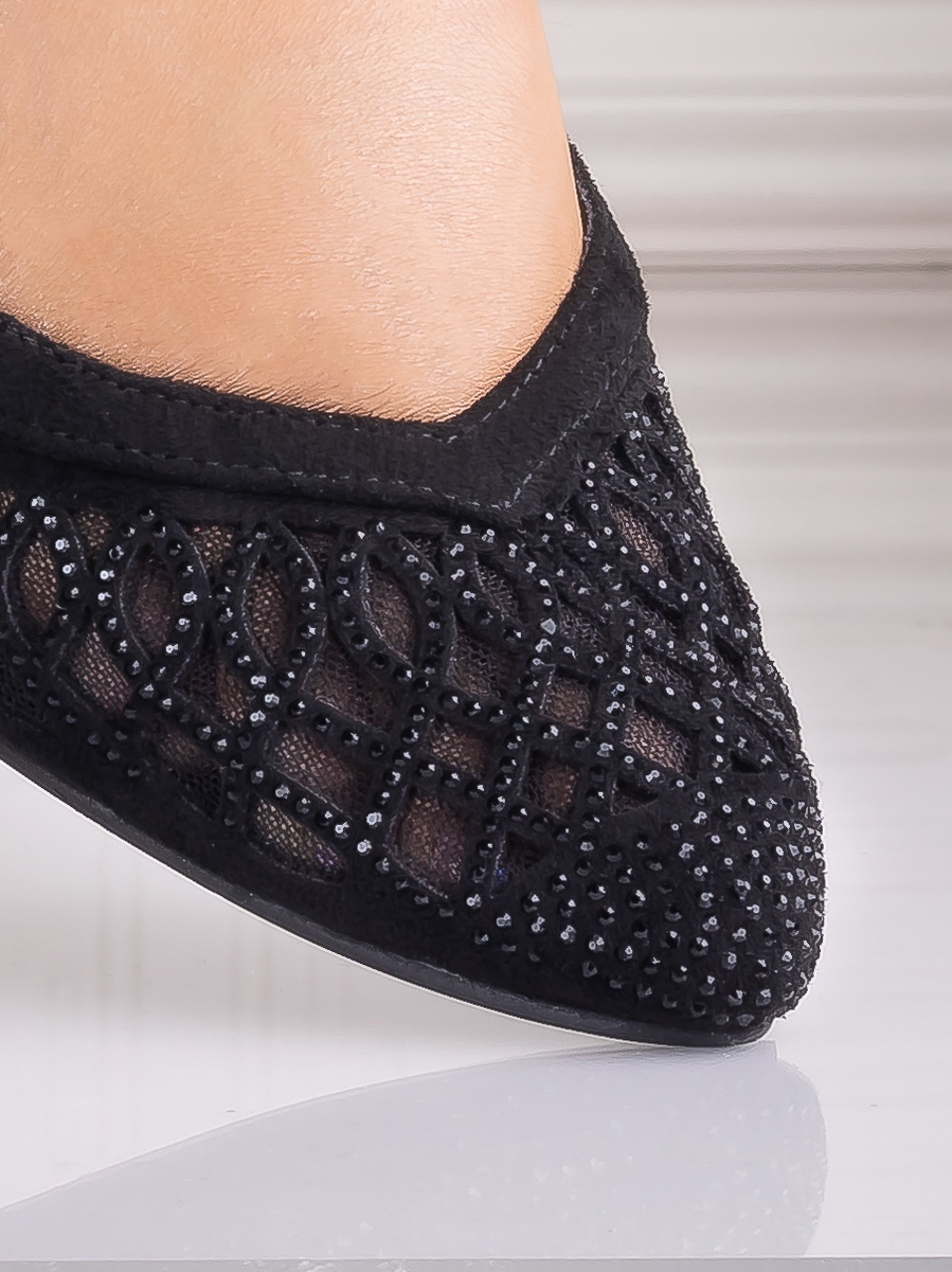 Pantofi dama cu toc Negrii din Piele Ecologica Intoarsa Amosan - imagine 7