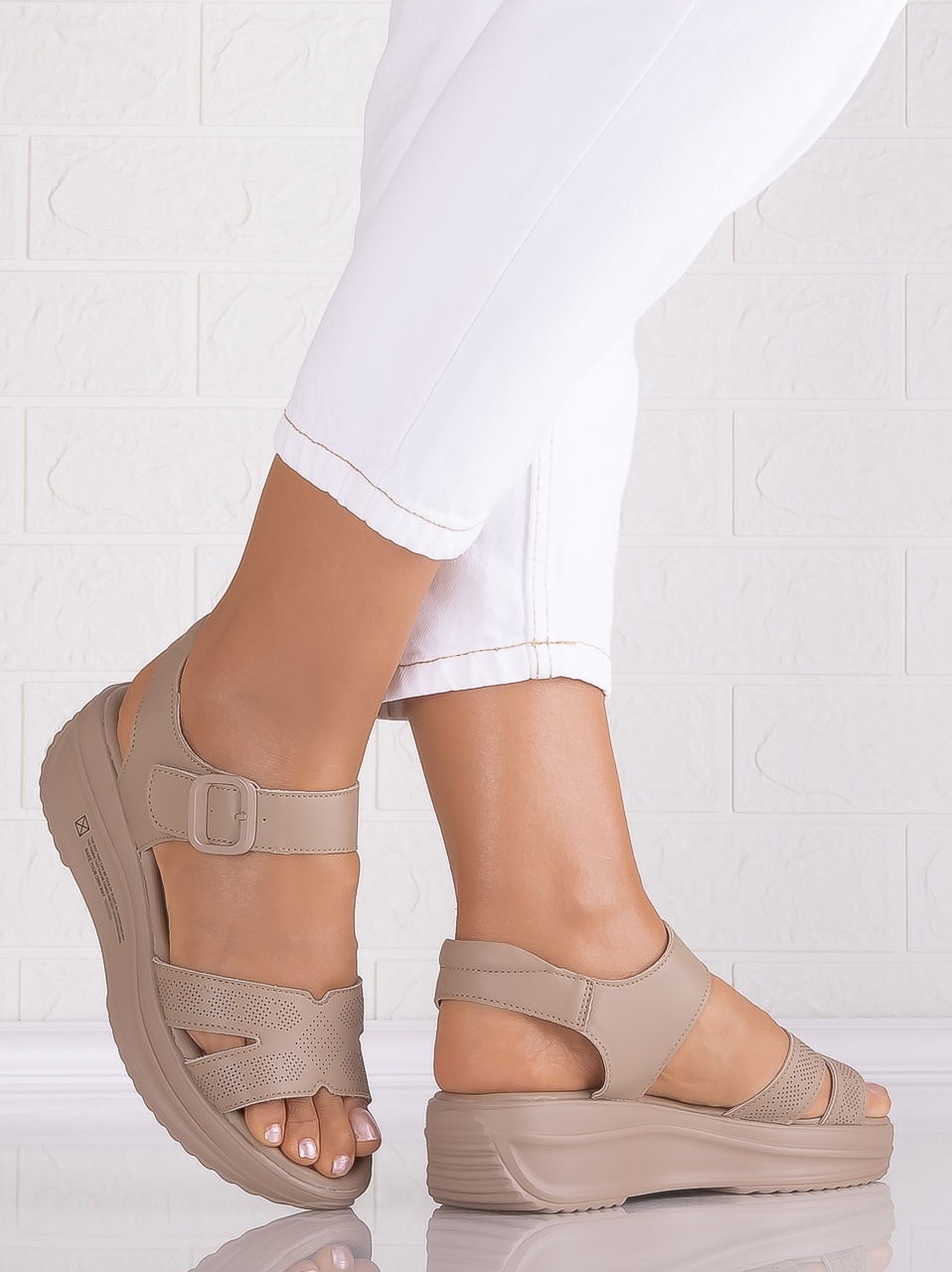 Sandale dama Khaki din piele naturala Odeisa - imagine 3