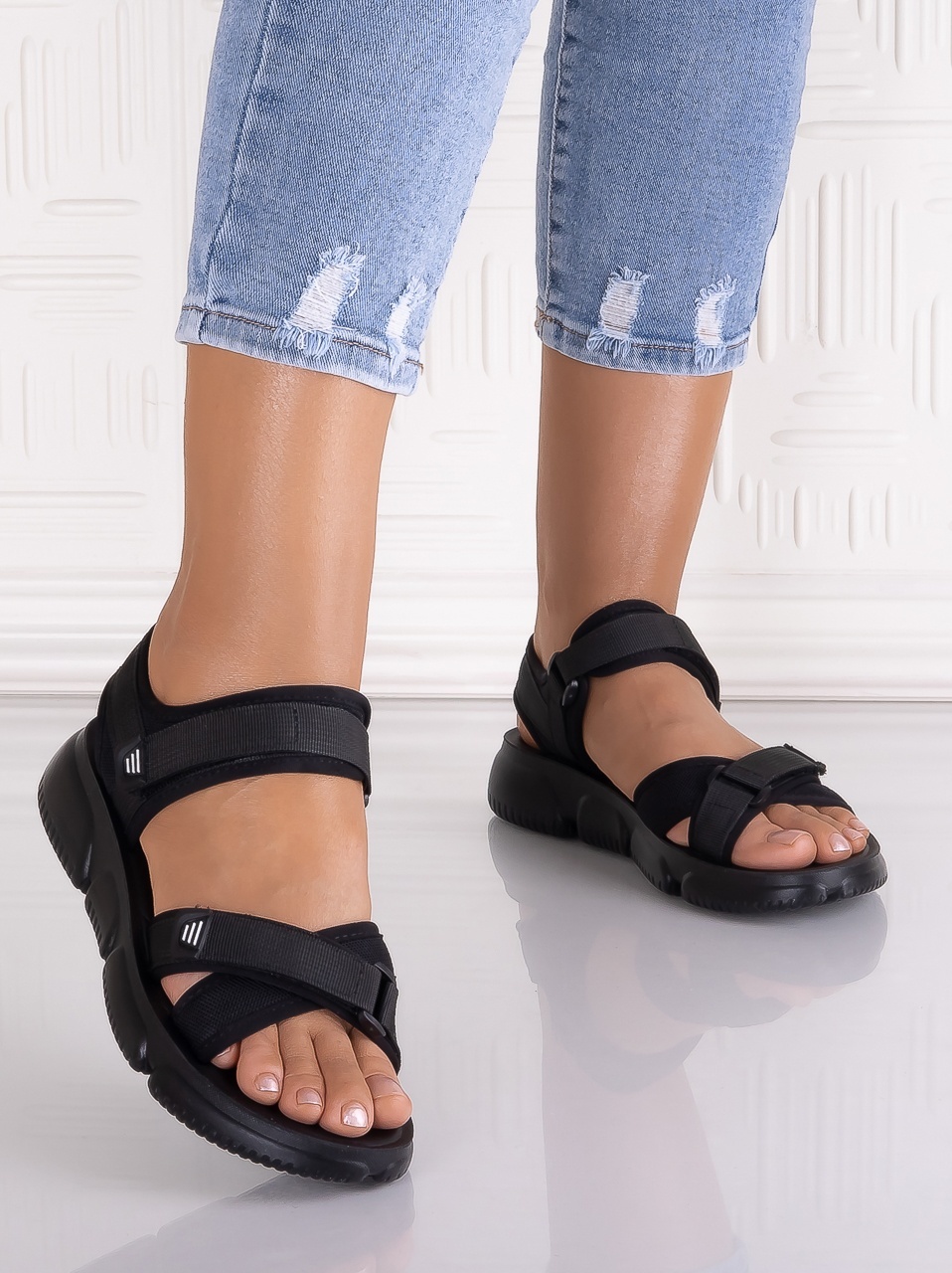 Sandale dama Negrii din Piele Ecologica Velvett - imagine 4