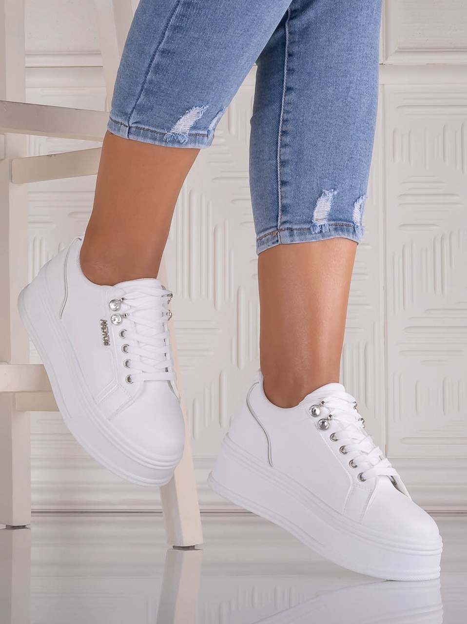 Sneakers dama cu platforma Albi din Piele Ecologica Dalenea - YIYI - imagine 2