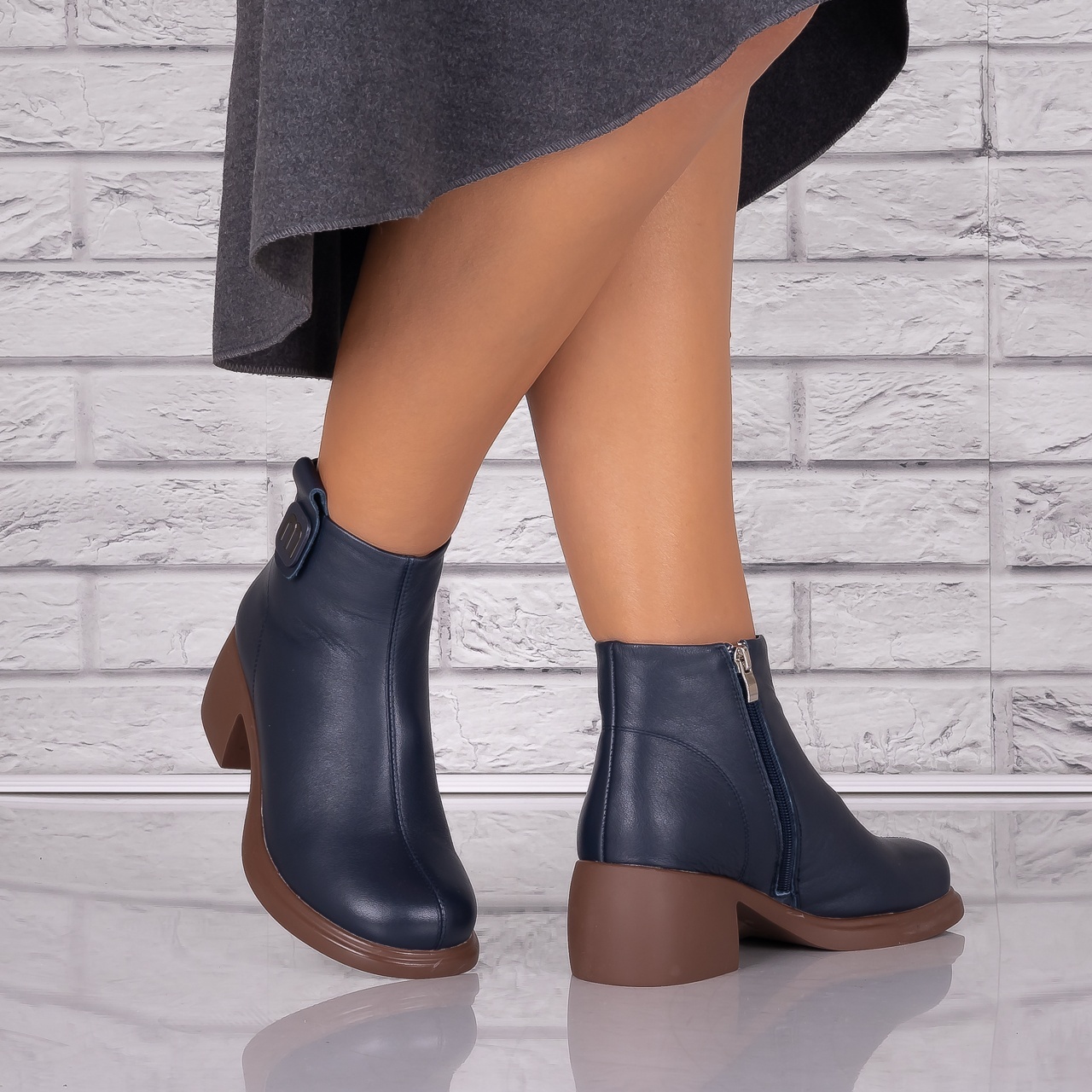 Ghete dama Bluemarin din Piele Naturala Eusebia - 1 | YEO