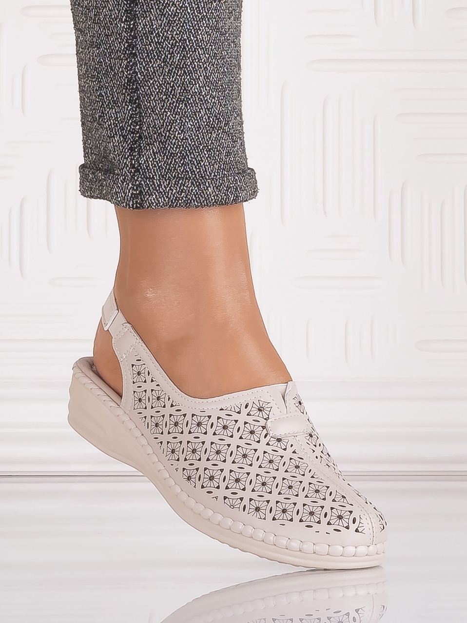 Pantofi casual Bej dama din Piele Ecologica Adnana - imagine 2