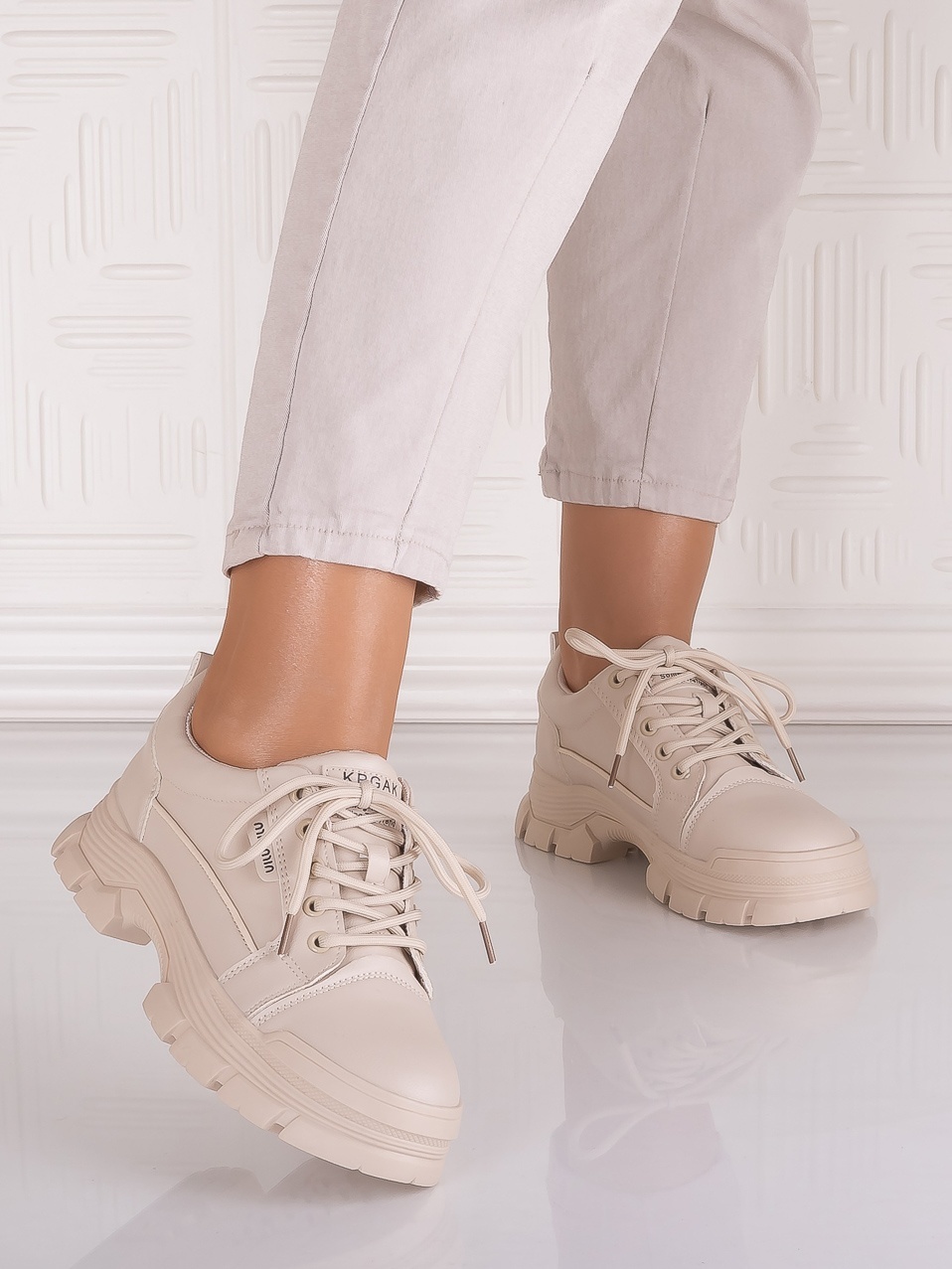 Pantofi casual Bej dama din Piele Ecologica Astoia - imagine 5